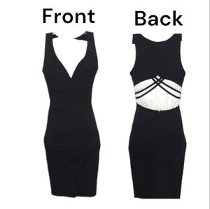 Revamped Black Bodycon Open Back Midi Dress Size Small